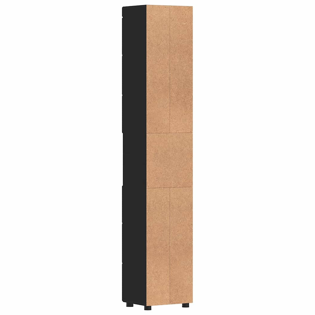 Badezimmer Schrank mit Tür TULUM Schwarz 37 x 31,5 x 203 cm