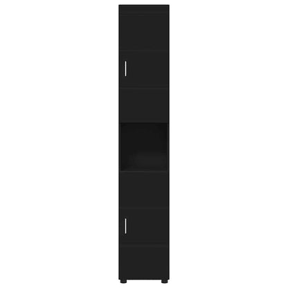 Badezimmer Schrank mit Tür TULUM Schwarz 37 x 31,5 x 203 cm