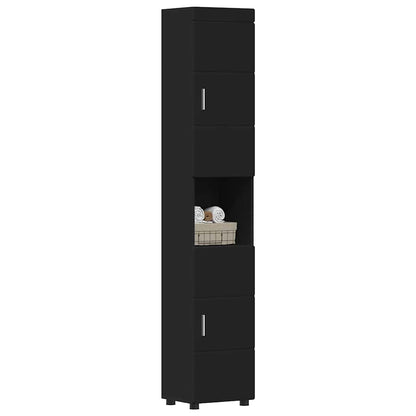 Badezimmer Schrank mit Tür TULUM Schwarz 37 x 31,5 x 203 cm