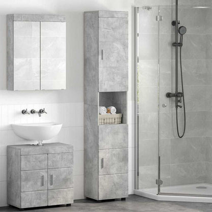 Badezimmer Schrank mit Tür TULUM Betongrau 37 x 31,5 x 203 cm