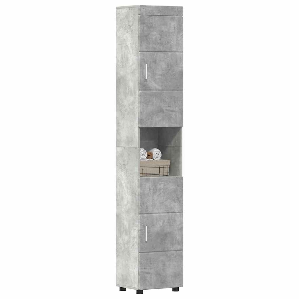 Badezimmer Schrank mit Tür TULUM Betongrau 37 x 31,5 x 203 cm