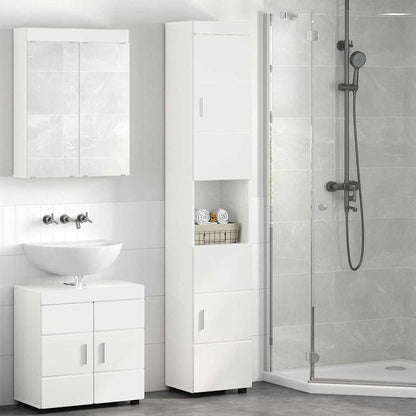 Badezimmer Schrank TULUM Hochglanz-Weiß 37 x 31,5 x 203 cm
