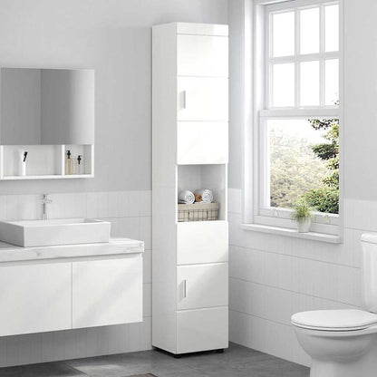 Badezimmer Schrank TULUM Hochglanz-Weiß 37 x 31,5 x 203 cm