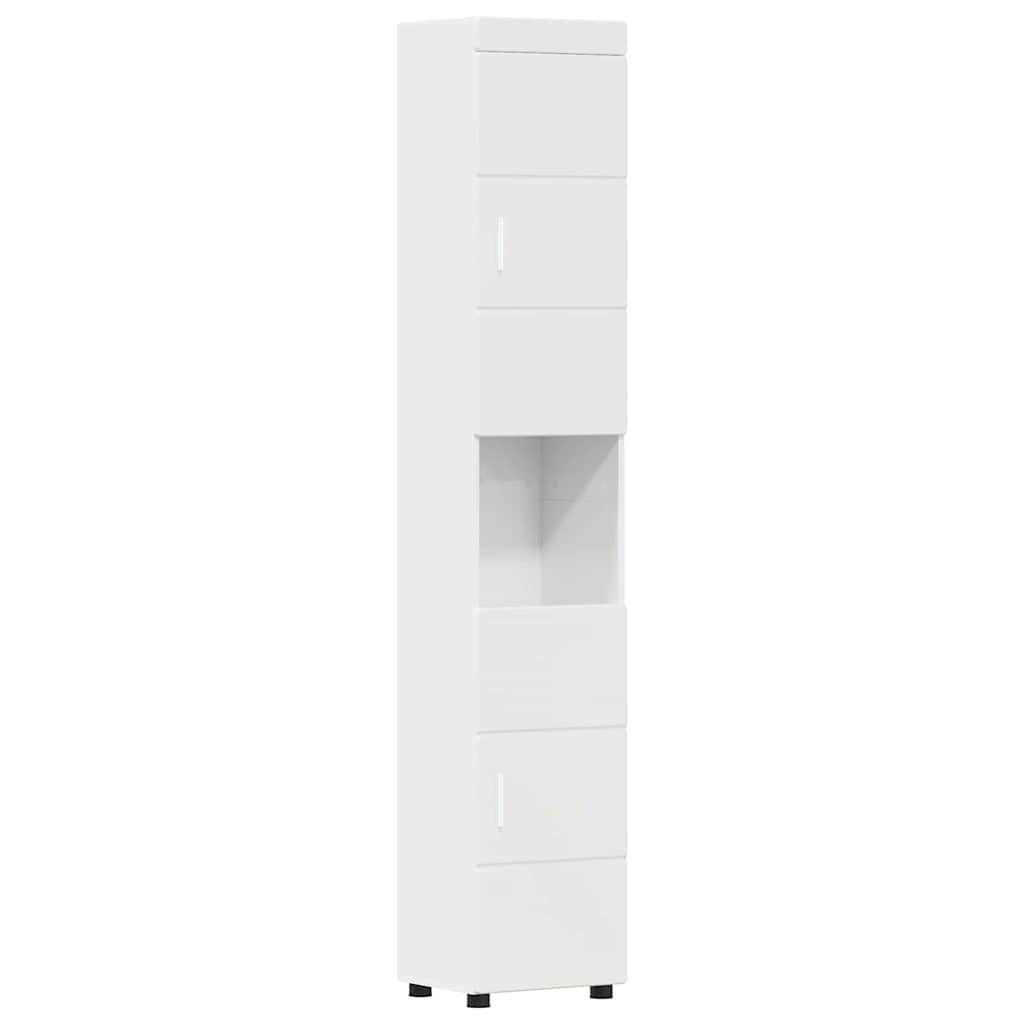 Badezimmer Schrank TULUM Hochglanz-Weiß 37 x 31,5 x 203 cm