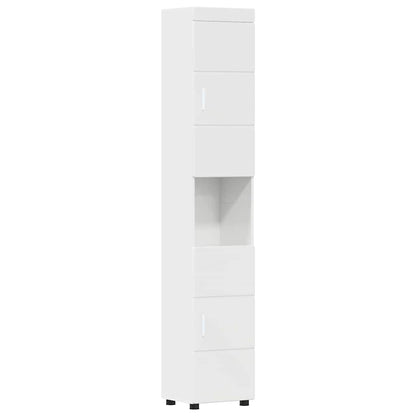 Badezimmer Schrank TULUM Hochglanz-Weiß 37 x 31,5 x 203 cm