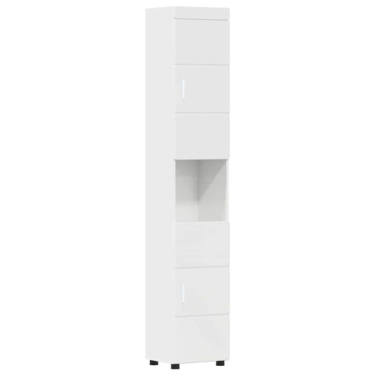 Badezimmer Schrank TULUM Hochglanz-Weiß 37 x 31,5 x 203 cm