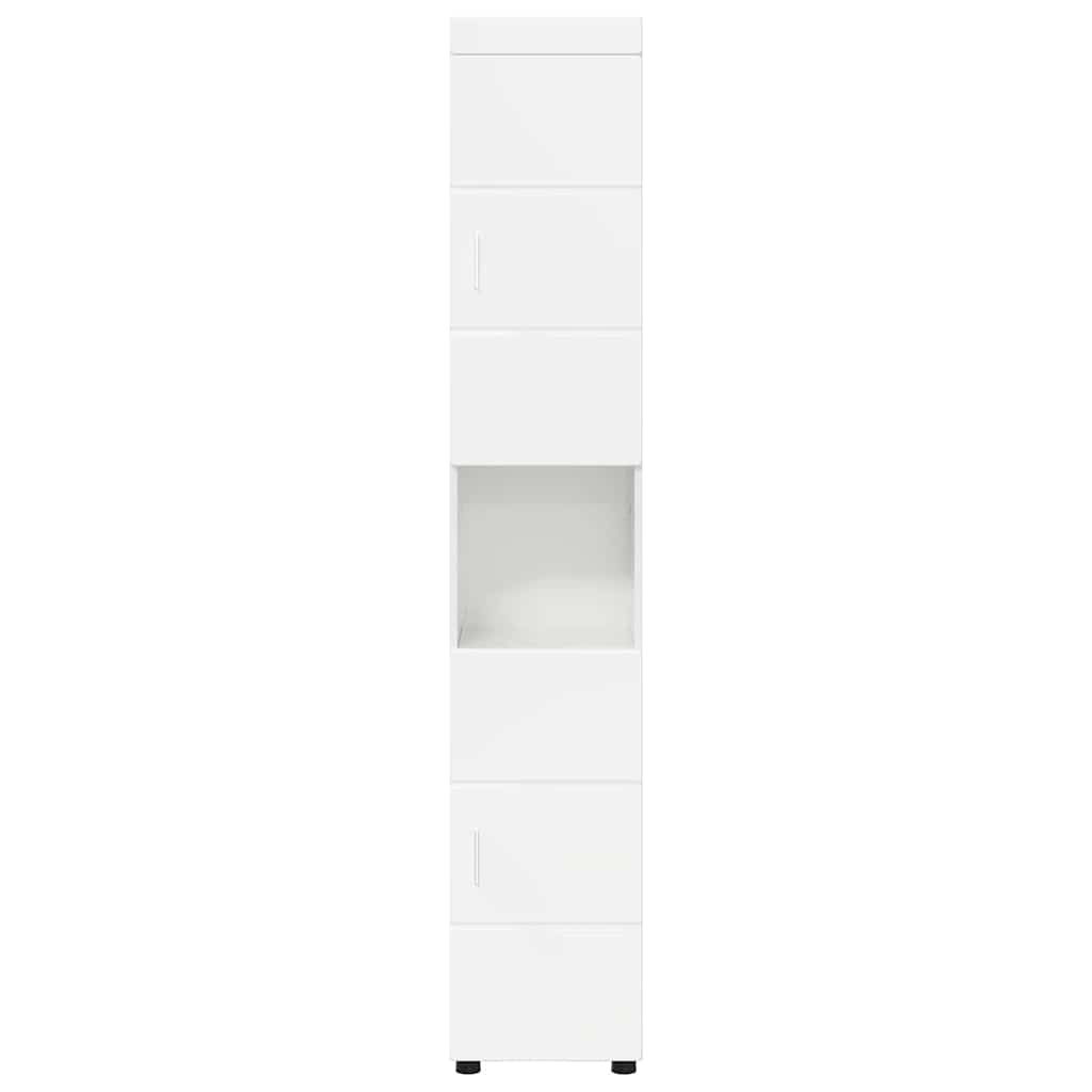 Badezimmer Schrank TULUM Hochglanz-Weiß 37 x 31,5 x 203 cm