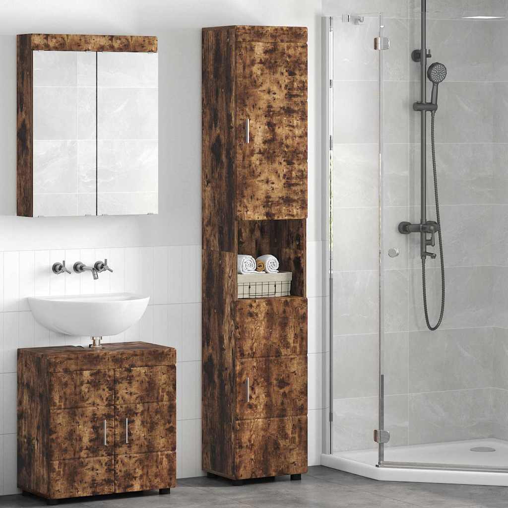 Badezimmer Schrank TULUM Räuchereiche 37 x 31,5 x 203 cm