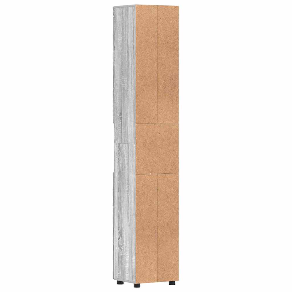 Badezimmer Schrank mit Tür TULUM Grau Sonoma 37 x 31,5 x 203 cm