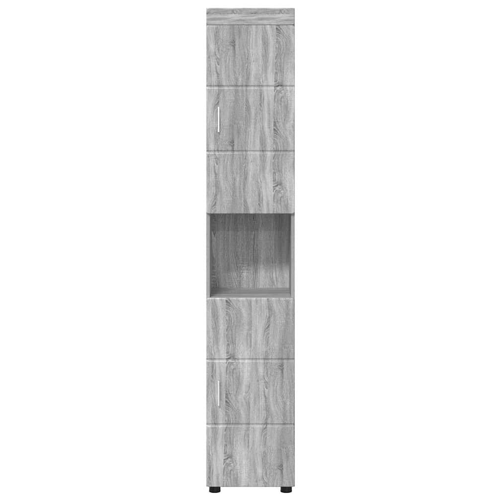 Badezimmer Schrank mit Tür TULUM Grau Sonoma 37 x 31,5 x 203 cm
