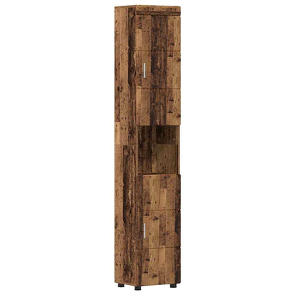 Badezimmer Schrank mit Tür TULUM Altholz 37 x 31,5 x 203 cm