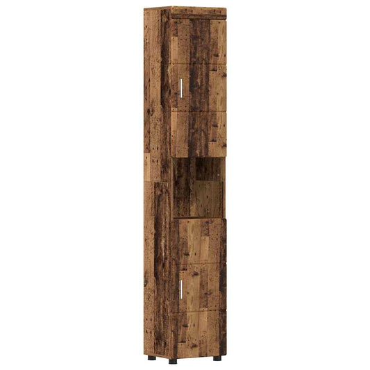 Badezimmer Schrank mit Tür TULUM Altholz 37 x 31,5 x 203 cm
