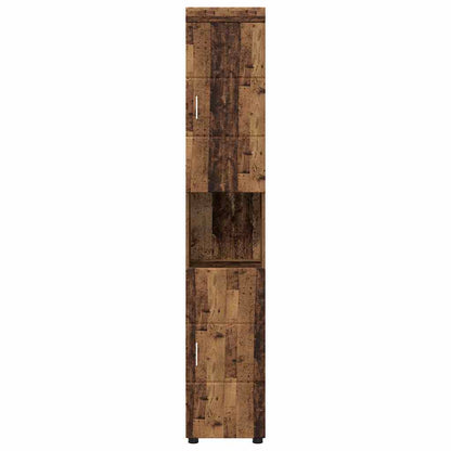Badezimmer Schrank mit Tür TULUM Altholz 37 x 31,5 x 203 cm
