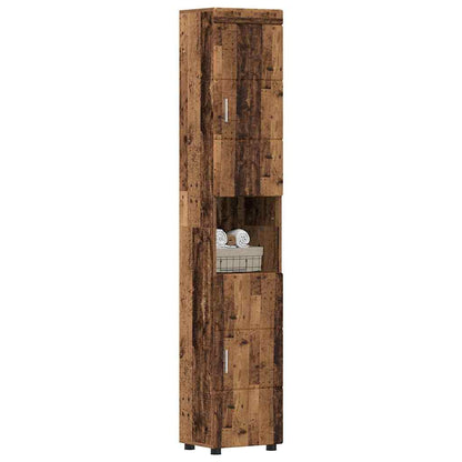 Badezimmer Schrank mit Tür TULUM Altholz 37 x 31,5 x 203 cm