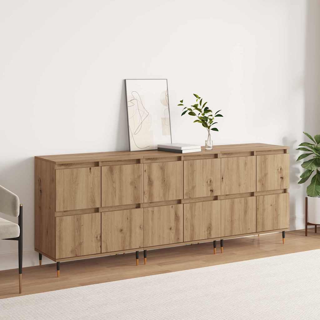 Sideboards 3 pcs Eiche handwerklich 180 x 35 x 70 cm