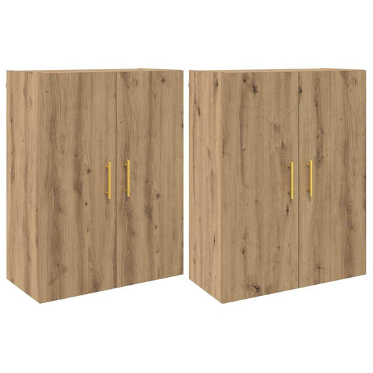 Wandmontierte Schränke 2 pcs Eiche handwerklich