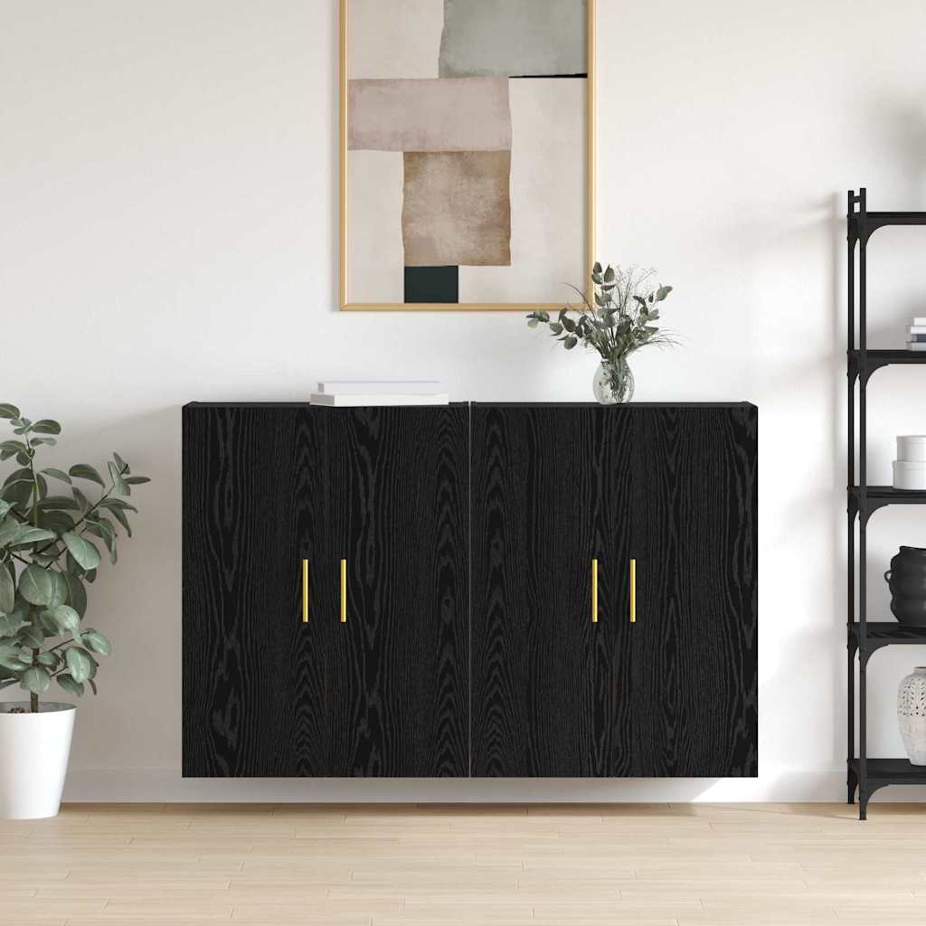 Wandmontierte Schränke 2 pcs Schwarze Eiche 69.5 x 34 x 90 cm