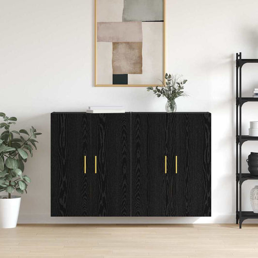 Wandmontierte Schränke 2 pcs Schwarze Eiche 69.5 x 34 x 90 cm