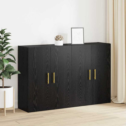Wandmontierte Schränke 2 pcs Schwarze Eiche 69.5 x 34 x 90 cm