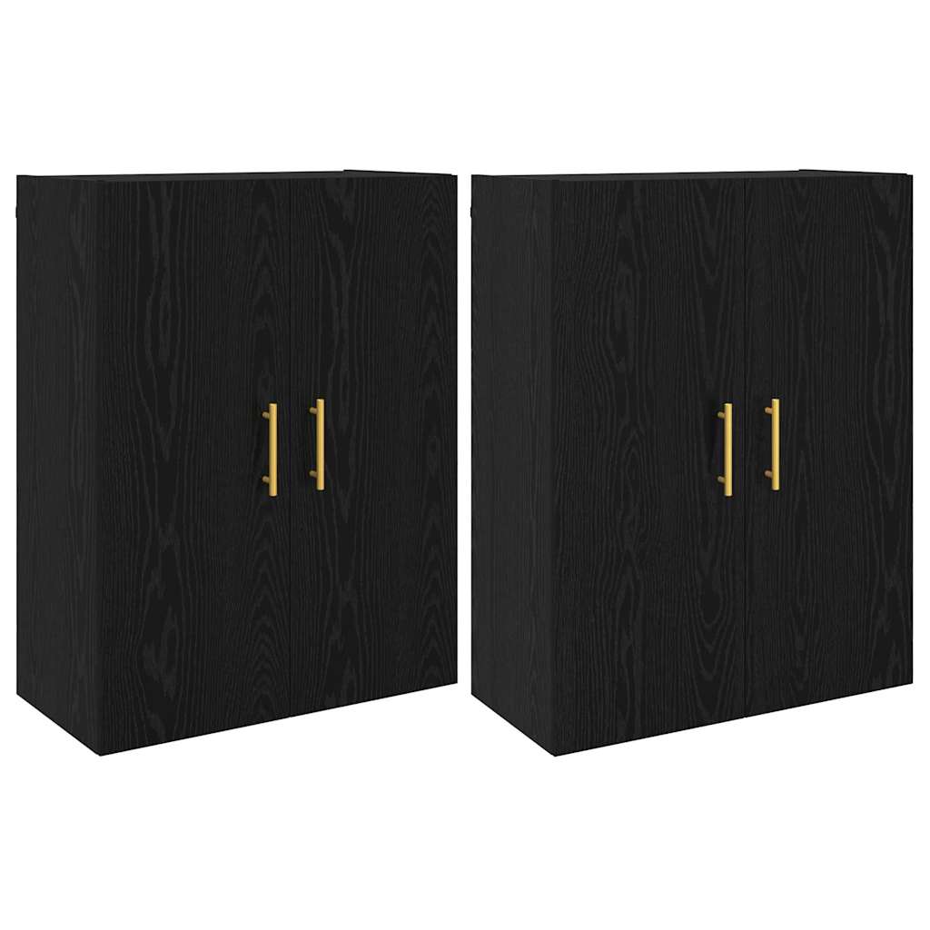 Wandmontierte Schränke 2 pcs Schwarze Eiche 69.5 x 34 x 90 cm