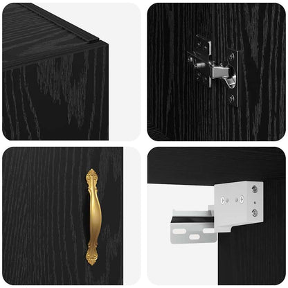 Wandmontierte Schränke 2 pcs Schwarze Eiche 69.5 x 34 x 90 cm