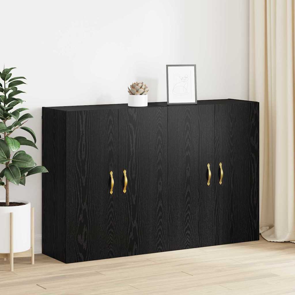 Wandmontierte Schränke 2 pcs Schwarze Eiche 69.5 x 34 x 90 cm