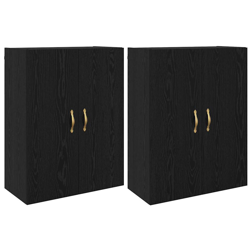 Wandmontierte Schränke 2 pcs Schwarze Eiche 69.5 x 34 x 90 cm