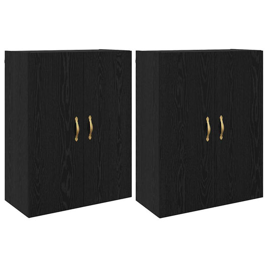 Wandmontierte Schränke 2 pcs Schwarz Eichen-Optik