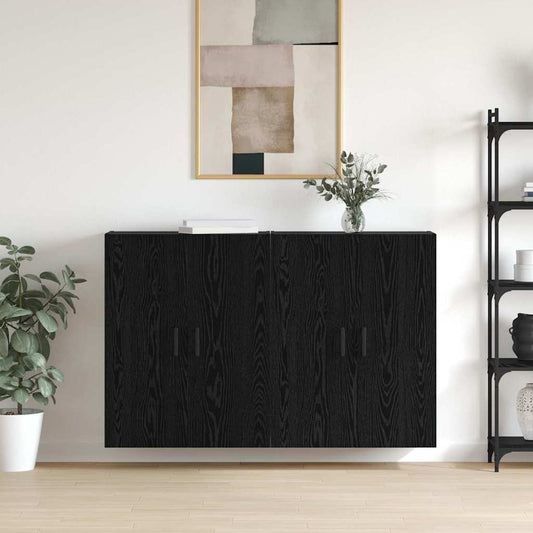 Wandmontierte Schränke 2 pcs Schwarze Eiche 69.5 x 34 x 90 cm