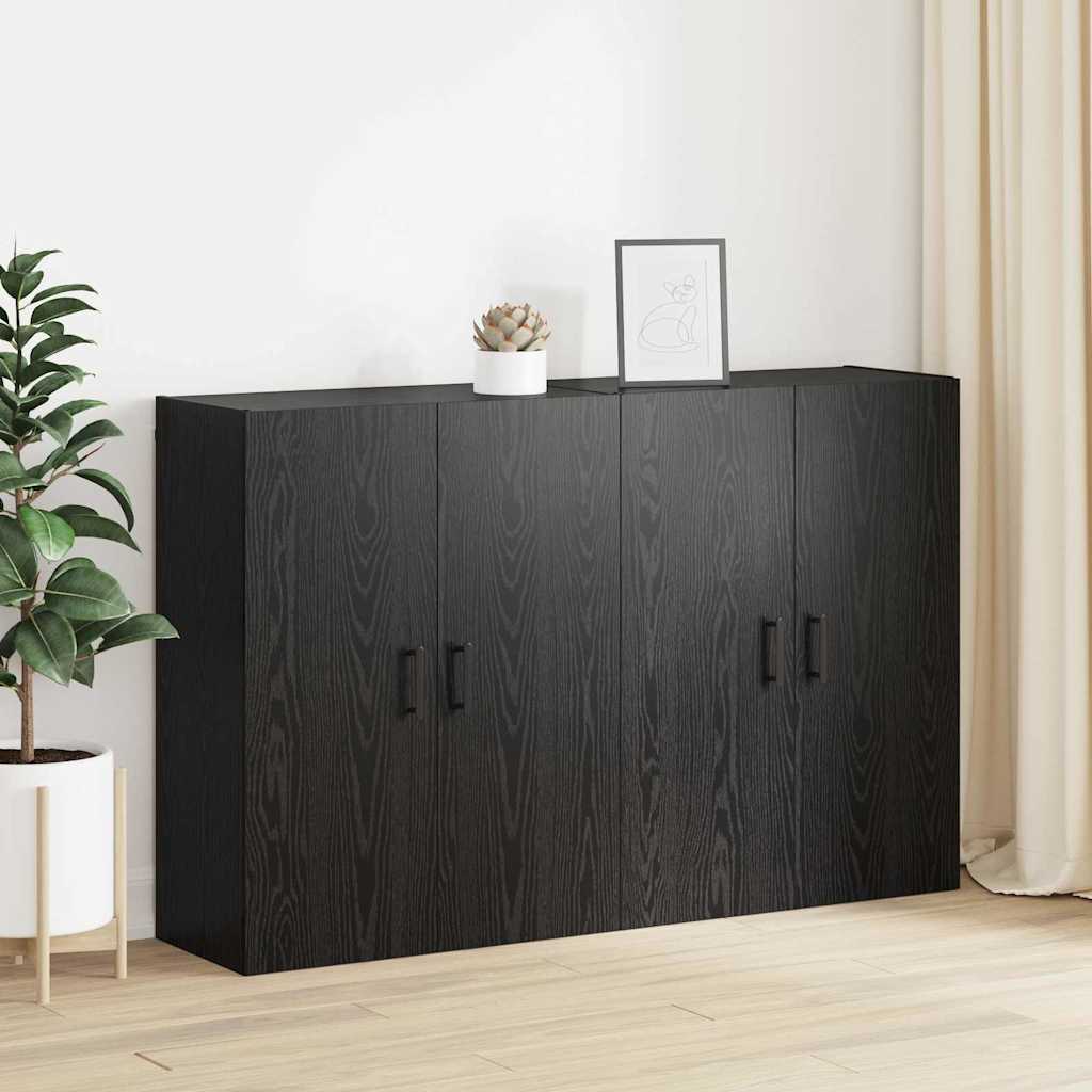 Wandmontierte Schränke 2 pcs Schwarze Eiche 69.5 x 34 x 90 cm