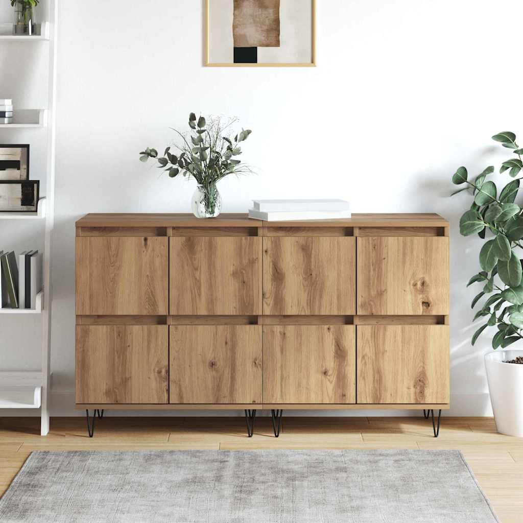 Sideboards 2 pcs Eiche handwerklich 120 x 35 x 70 cm