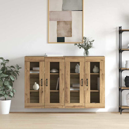 Wandmontierte Schränke 2 pcs Eiche handwerklich