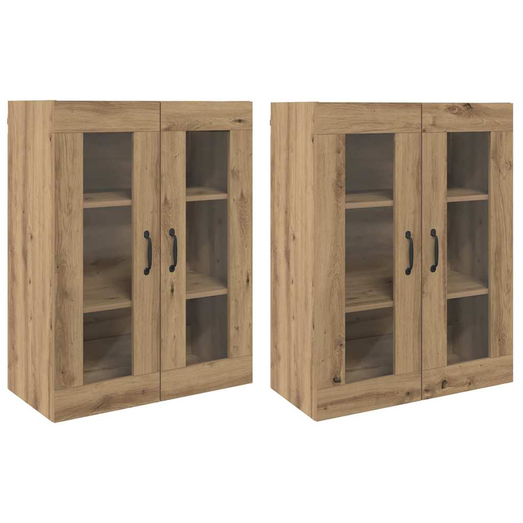 Wandmontierte Schränke 2 pcs Eiche handwerklich
