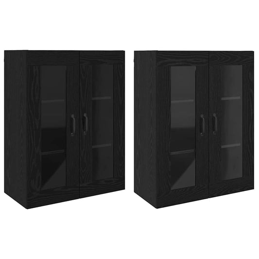 Wandmontierte Schränke 2 pcs Schwarze Eiche 69.5 x 34 x 90 cm
