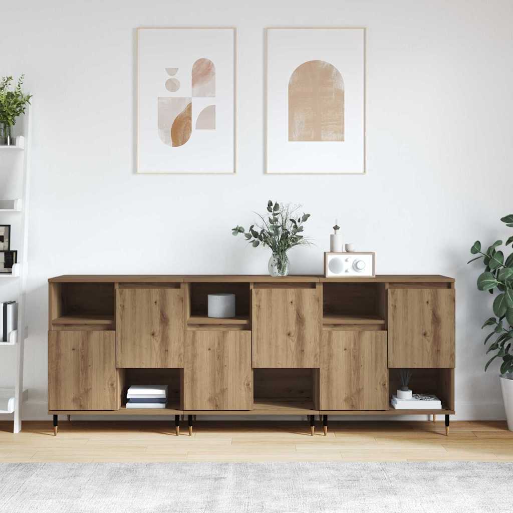 Sideboards 3 pcs Eiche handwerklich 180 x 35 x 70 cm