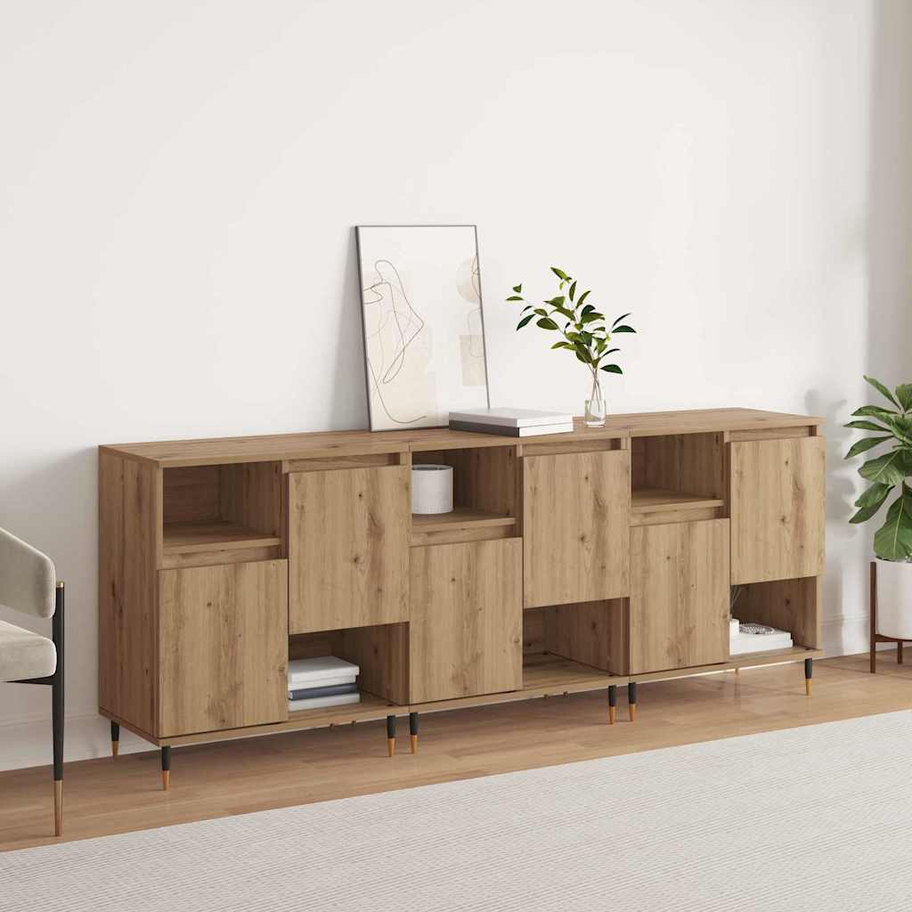 Sideboards 3 pcs Eiche handwerklich 180 x 35 x 70 cm