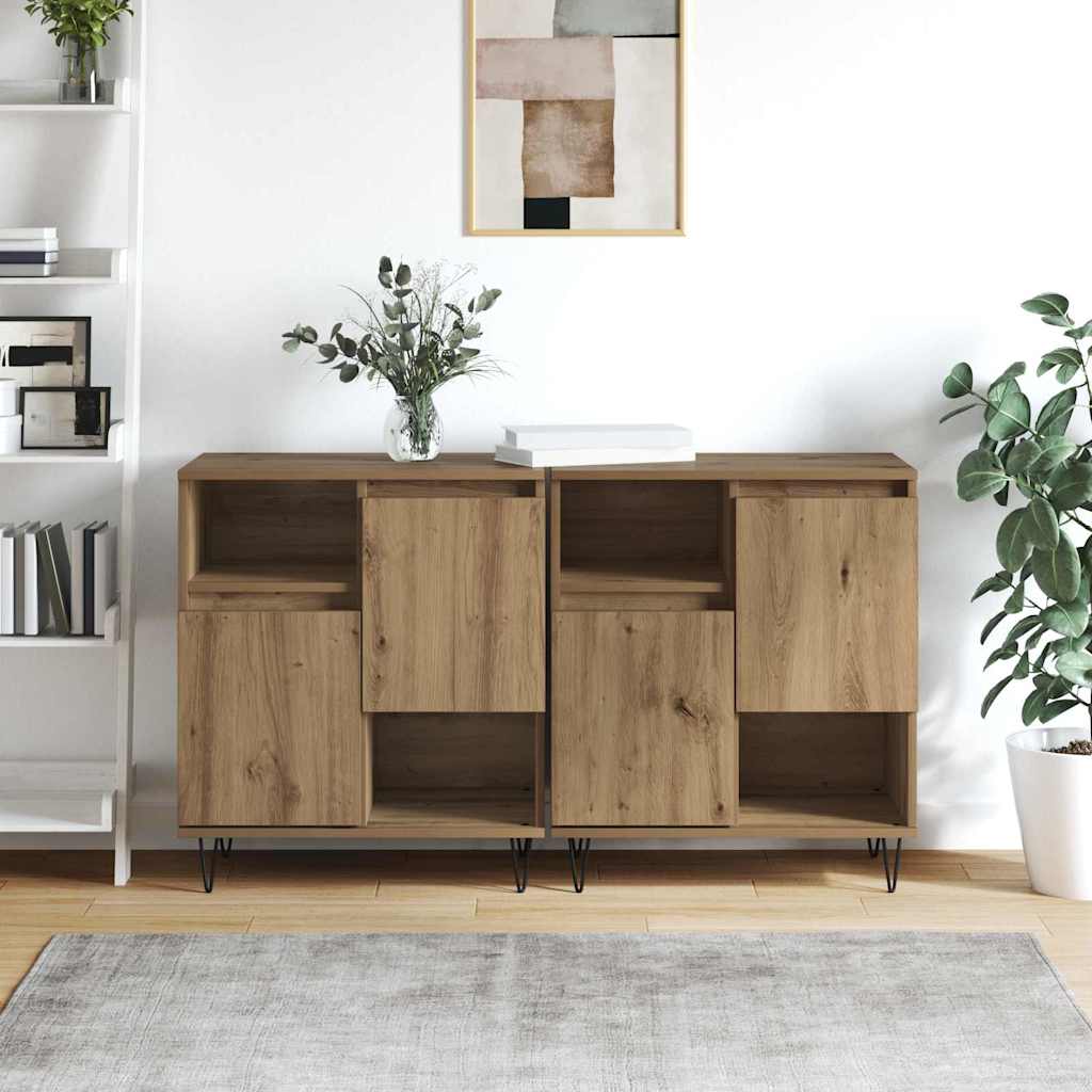 Sideboards 2 pcs Eiche handwerklich 120 x 35 x 70 cm