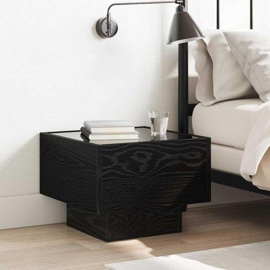 Badschrank Schwarze Eiche 40 x 40 x 30 cm Engineered Wood, Glas