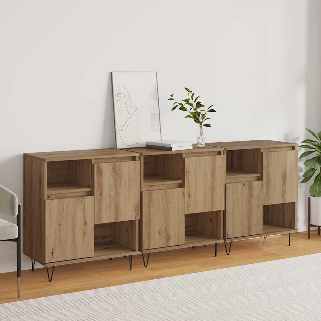 Sideboards 3 pcs Eiche handwerklich 180 x 35 x 70 cm