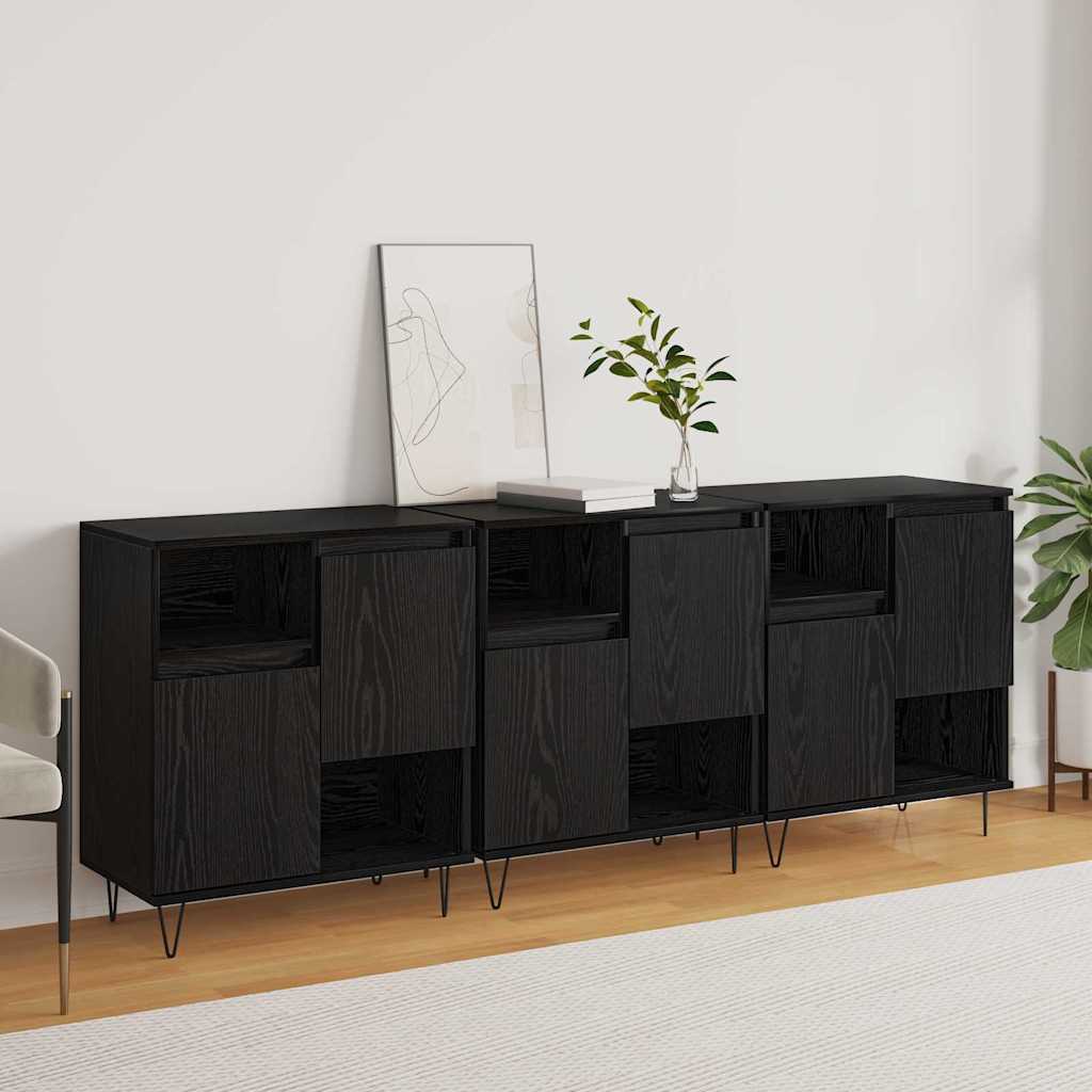 Sideboards 3 pcs Schwarze Eiche 180 x 35 x 70 cm Holzwerkstoff