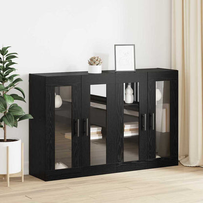 Wandmontierte Schränke 2 pcs Schwarze Eiche 69.5 x 34 x 90 cm