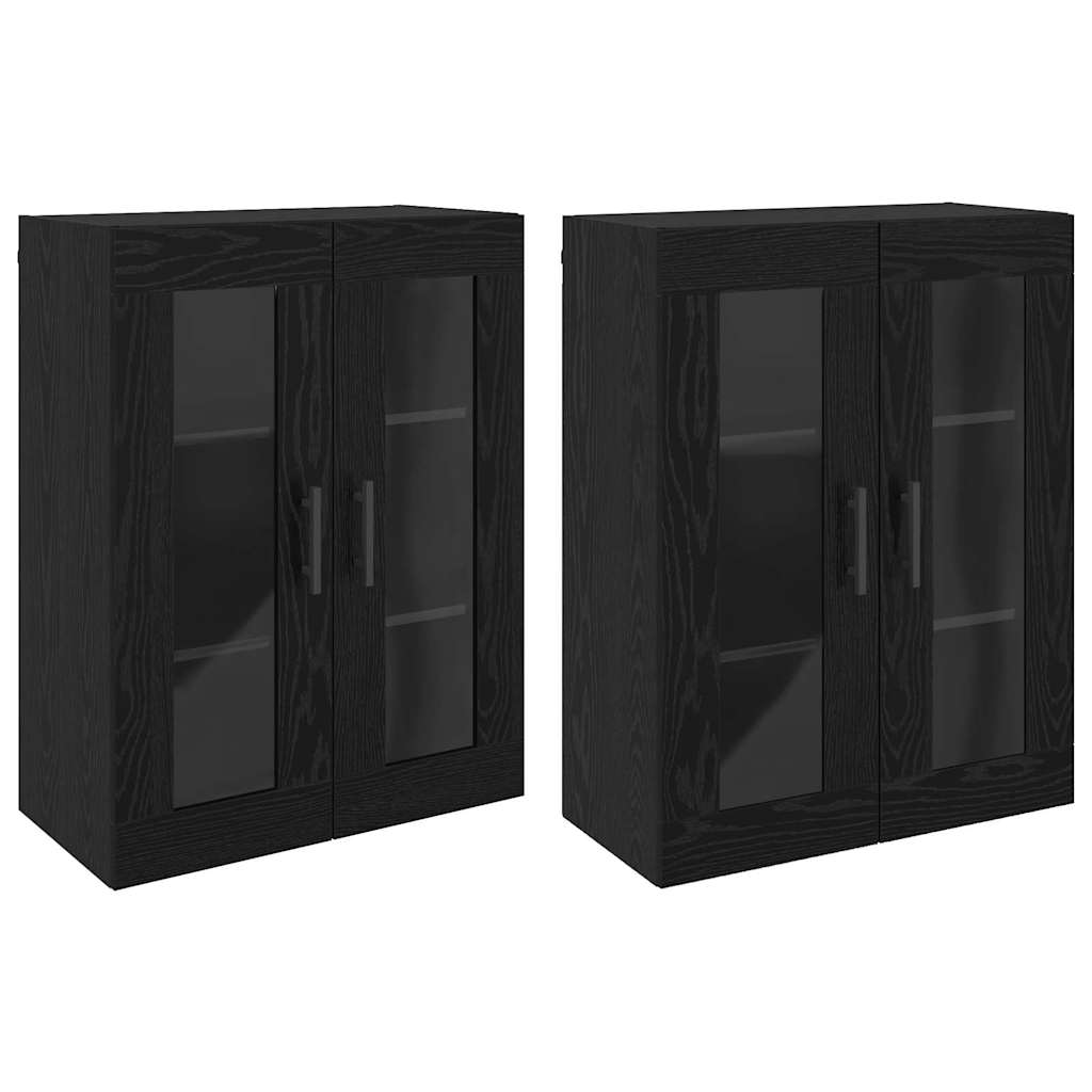 Wandmontierte Schränke 2 pcs Schwarze Eiche 69.5 x 34 x 90 cm