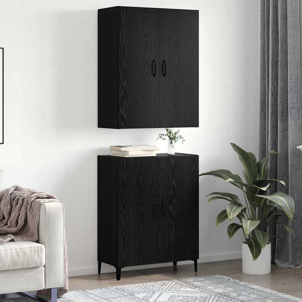 Hochboard Schwarz Eichen-Optik 69,5 x 34 x 180 cm Holzwerkstoff