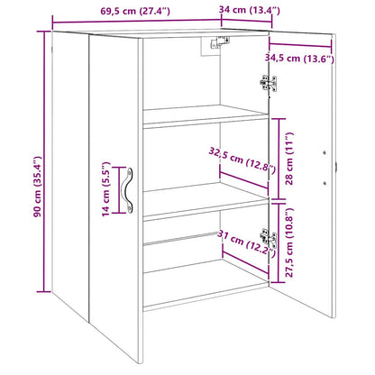 Wandmontierte Schränke 2 pcs Altholz 69.5 x 34 x 90 cm