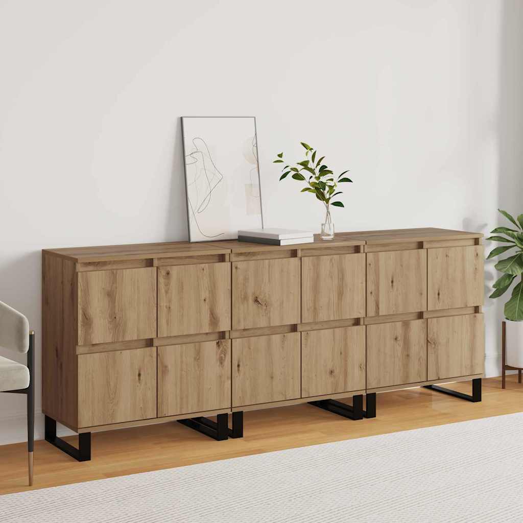 Sideboards 3 pcs Eiche handwerklich 180 x 35 x 70 cm