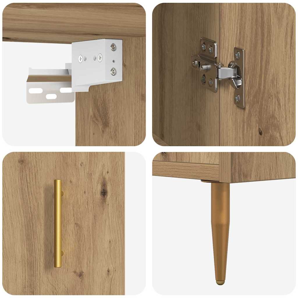 Hochboard Eiche handwerklich 69,5 x 34 x 180 cm Holzwerkstoff