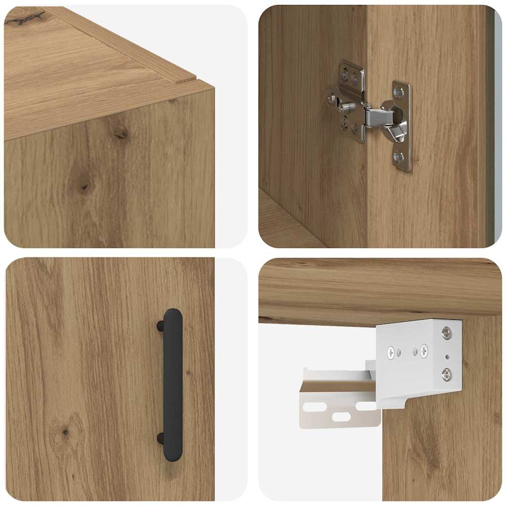 Wandmontierte Schränke 2 pcs Eiche handwerklich