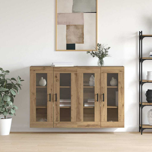 Wandmontierte Schränke 2 pcs Eiche handwerklich