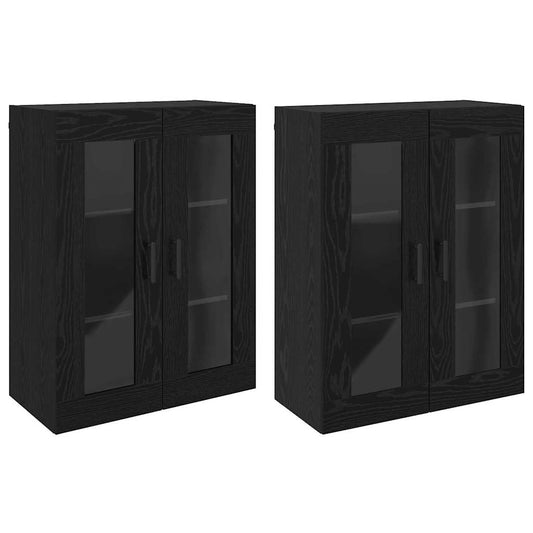 Wandmontierte Schränke 2 pcs Schwarz Eichen-Optik