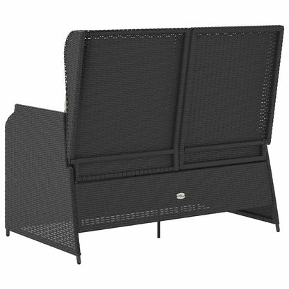 Gartenbank mit Kissen Schwarz Poly Rattan